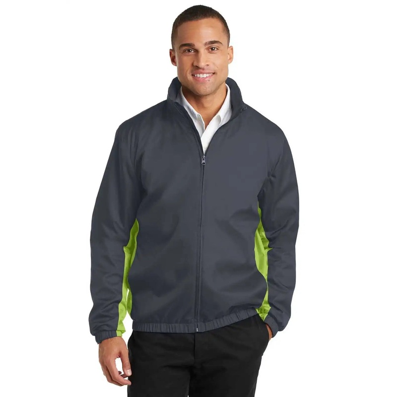 Port Authority J330 Core Colorblock Wind Jacket – Battleship Gray Charge Green