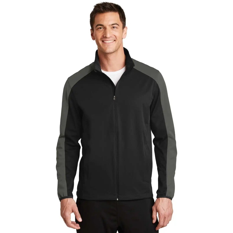 Port Authority J718 Active Colorblock Soft Shell Jacket – Deep Black Gray Steel