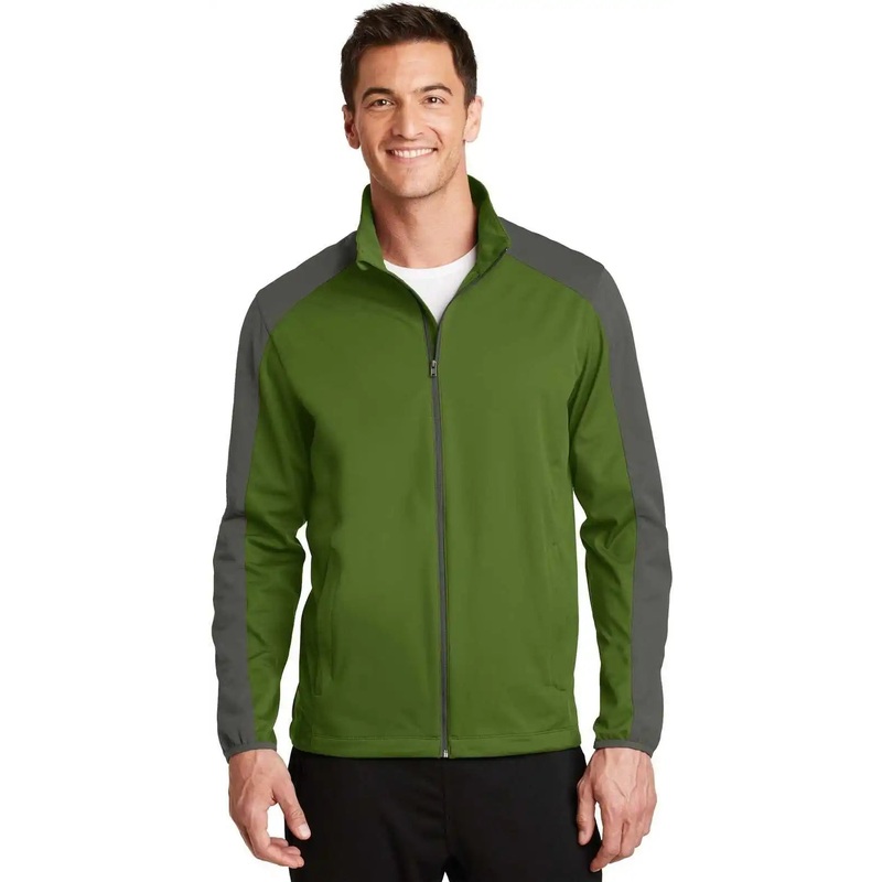 Port Authority J718 Active Colorblock Soft Shell Jacket – Garden Green Gray Steel