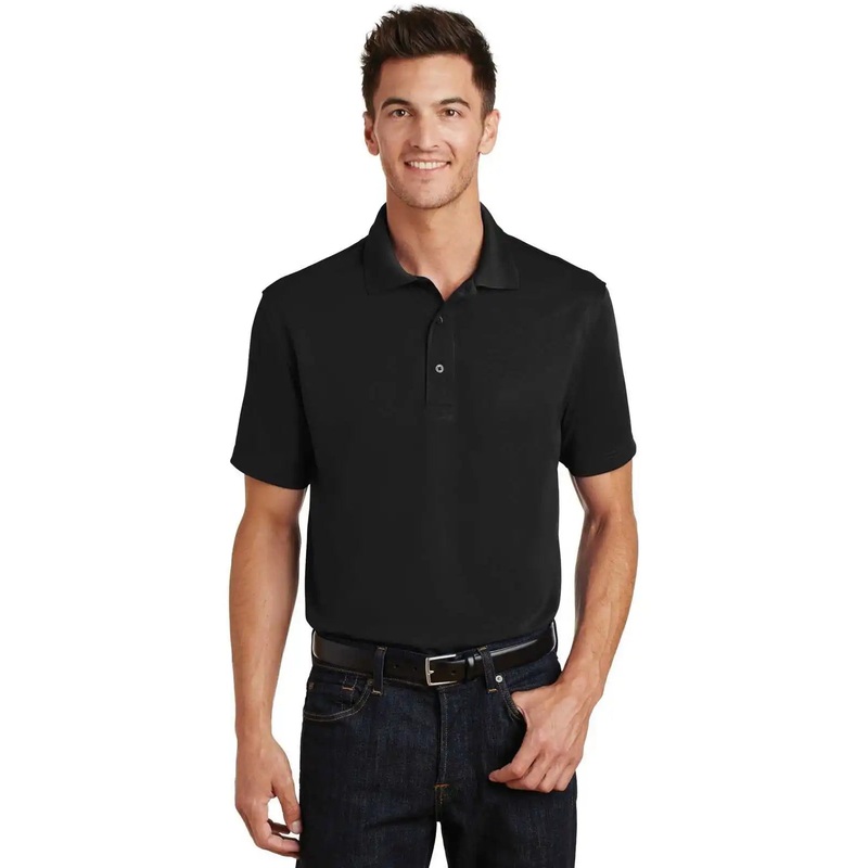 Port Authority K497 Poly-Charcoal Blend Pique Polo – Black