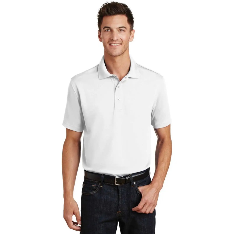 Port Authority K497 Poly-Charcoal Blend Pique Polo – White