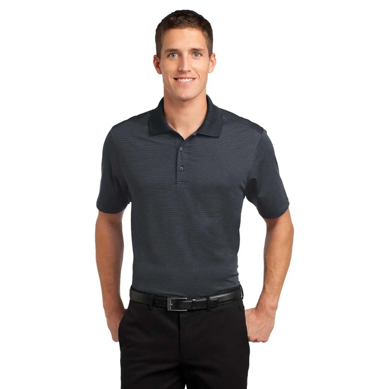 Port Authority K558 Fine Stripe Performance Polo – Graphite Black