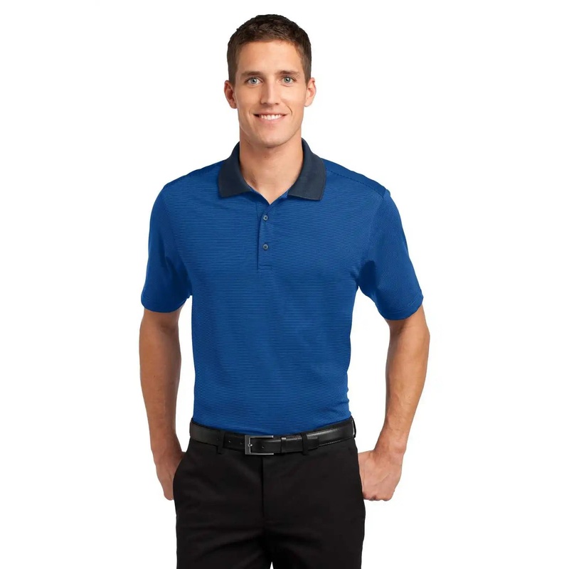 Port Authority K558 Fine Stripe Performance Polo – Seaport Blue Dress Blue Navy