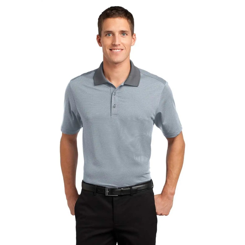 Port Authority K558 Fine Stripe Performance Polo – White Shadow Gray