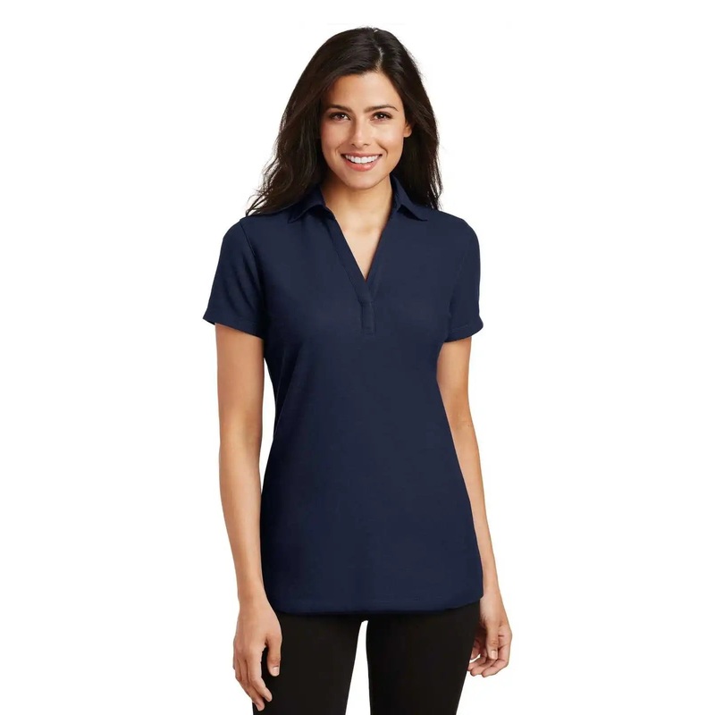 Port Authority L5001 Ladies Silk Touch Y-Neck Polo – Navy