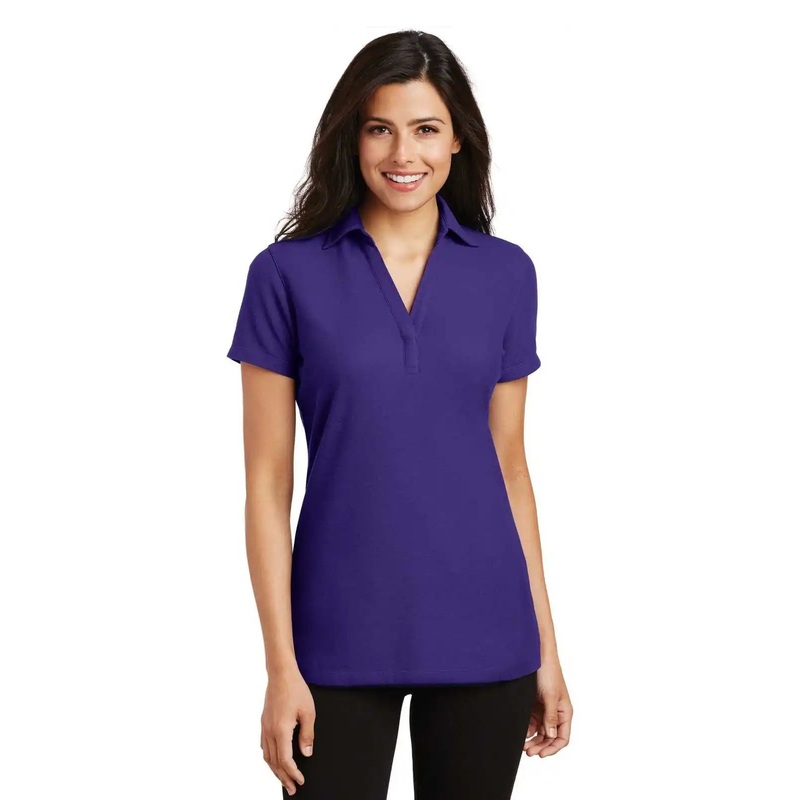 Port Authority L5001 Ladies Silk Touch Y-Neck Polo – Purple