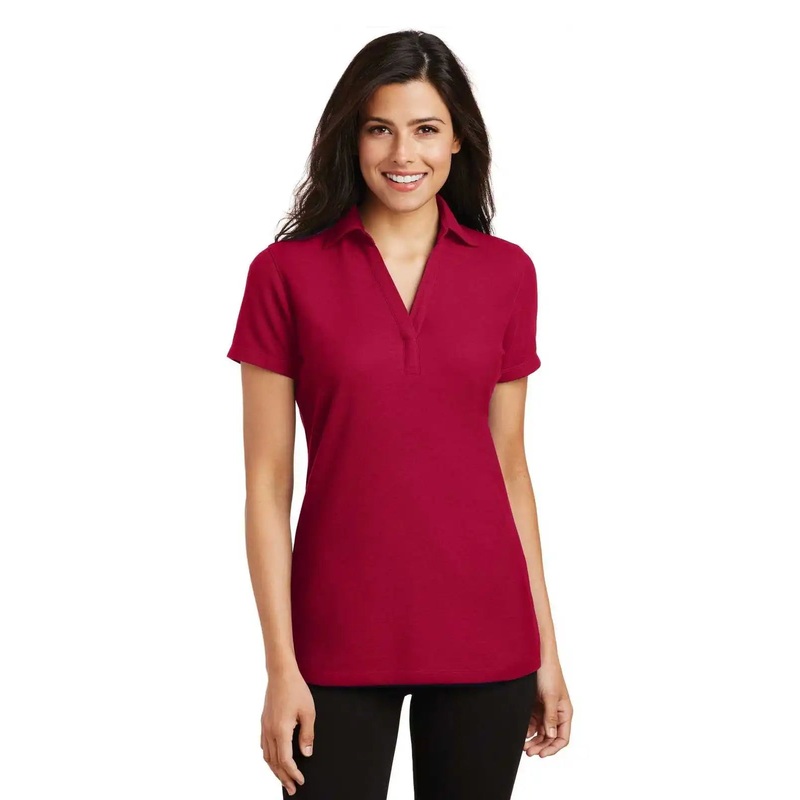 Port Authority L5001 Ladies Silk Touch Y-Neck Polo – Red