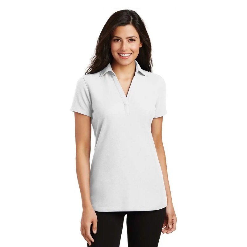 Port Authority L5001 Ladies Silk Touch Y-Neck Polo – White