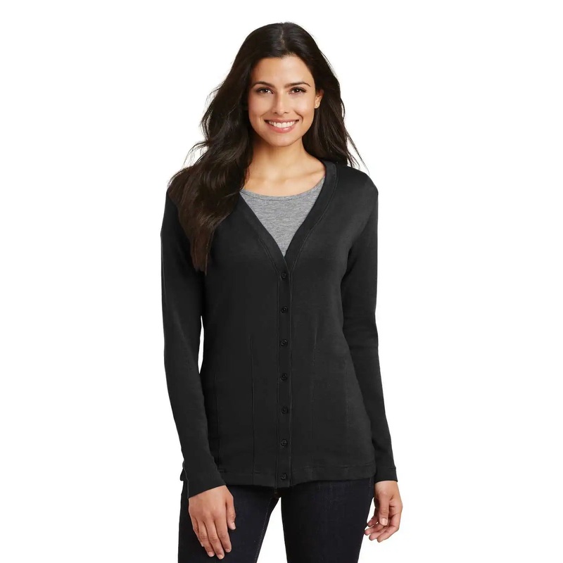 Port Authority L515 Ladies Modern Stretch Cotton Cardigan – Black