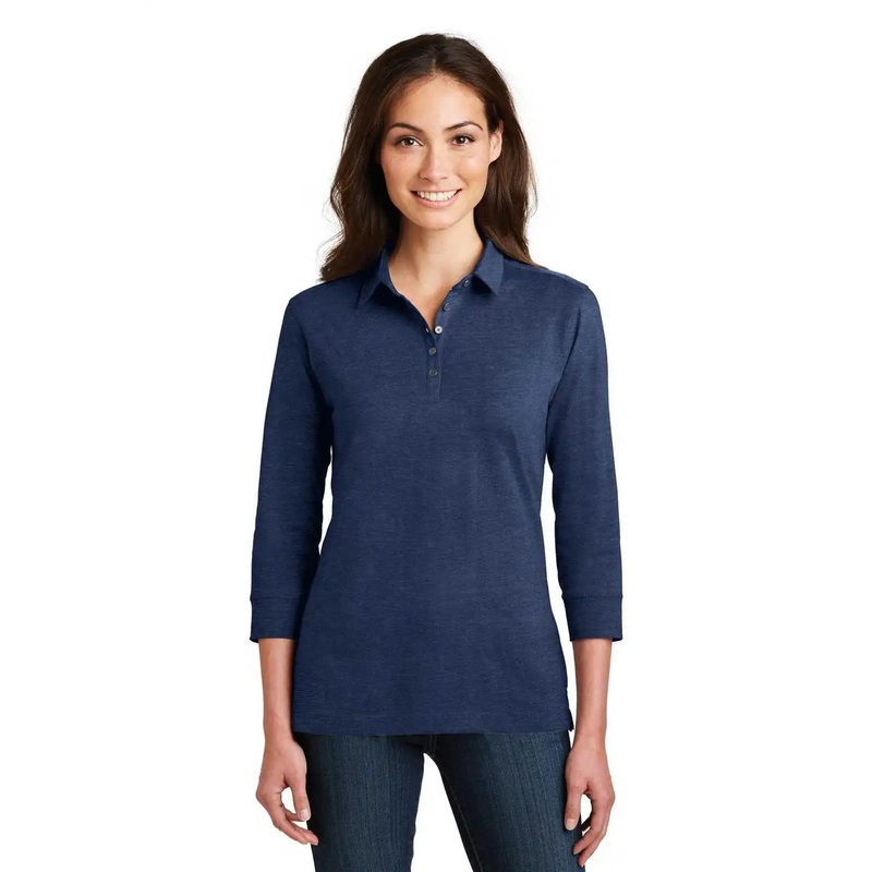 Port Authority L578 Ladies 3/4-Sleeve Meridian Cotton Blend Polo – Estate Blue