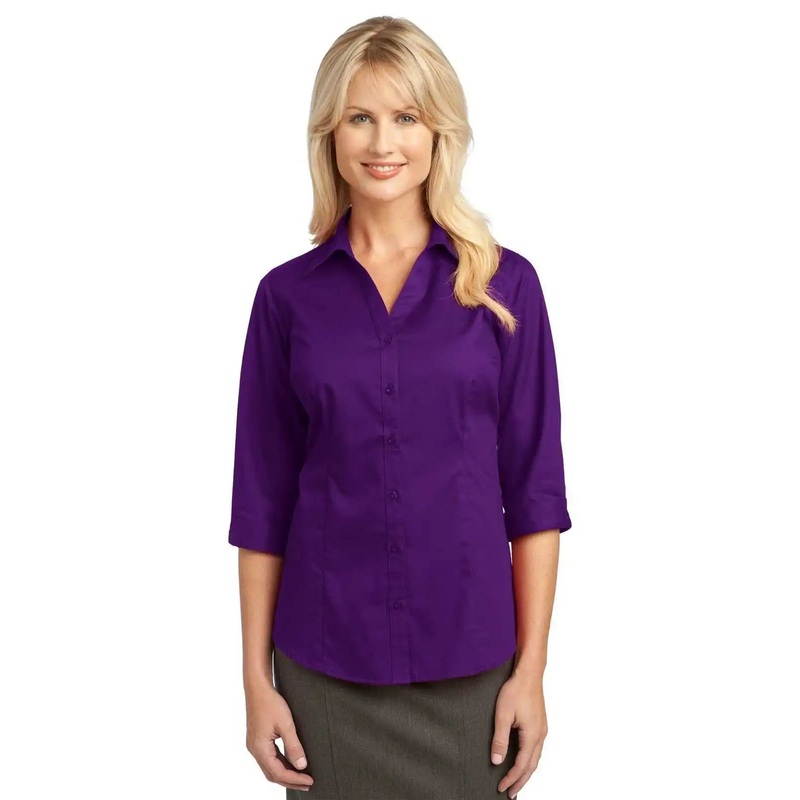 Port Authority L6290 Improved Ladies 3/4-Sleeve Blouse – Deep Purple