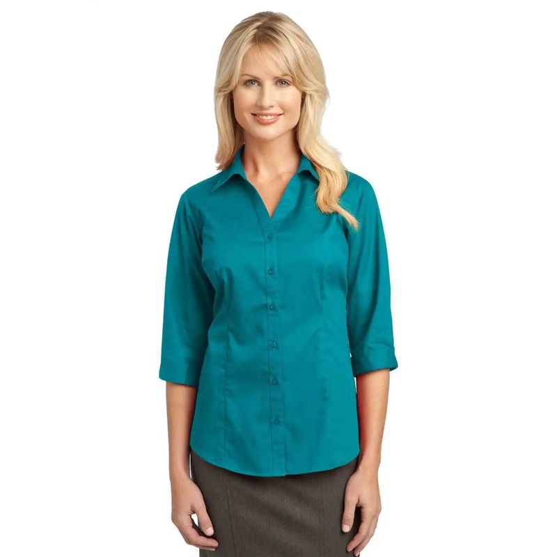 Port Authority L6290 Improved Ladies 3/4-Sleeve Blouse – Teal Green