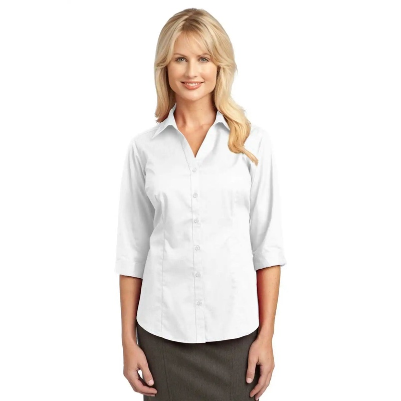 Port Authority L6290 Improved Ladies 3/4-Sleeve Blouse – White
