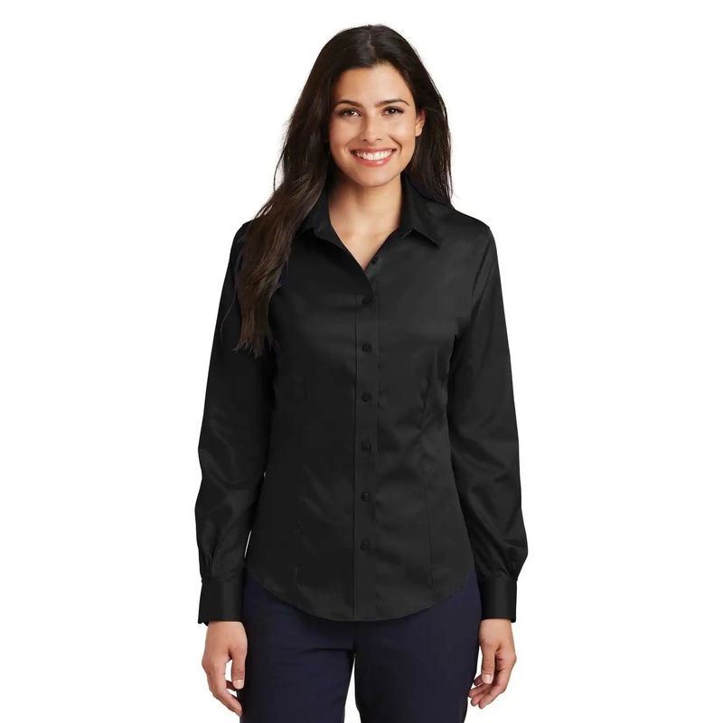 Port Authority L638 Ladies Non-Iron Twill Shirt – Black
