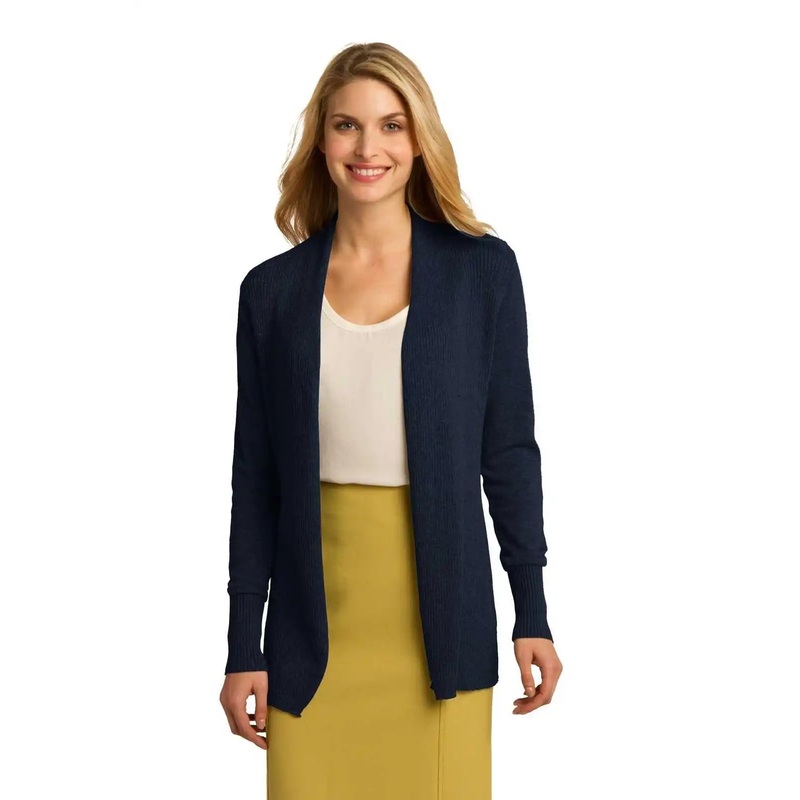 Port Authority LSW289 Ladies Open Front Cardigan Sweater – Navy