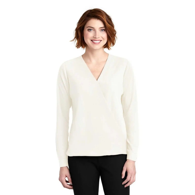 Port Authority LW702 Ladies Wrap Blouse – Ivory Chiffon