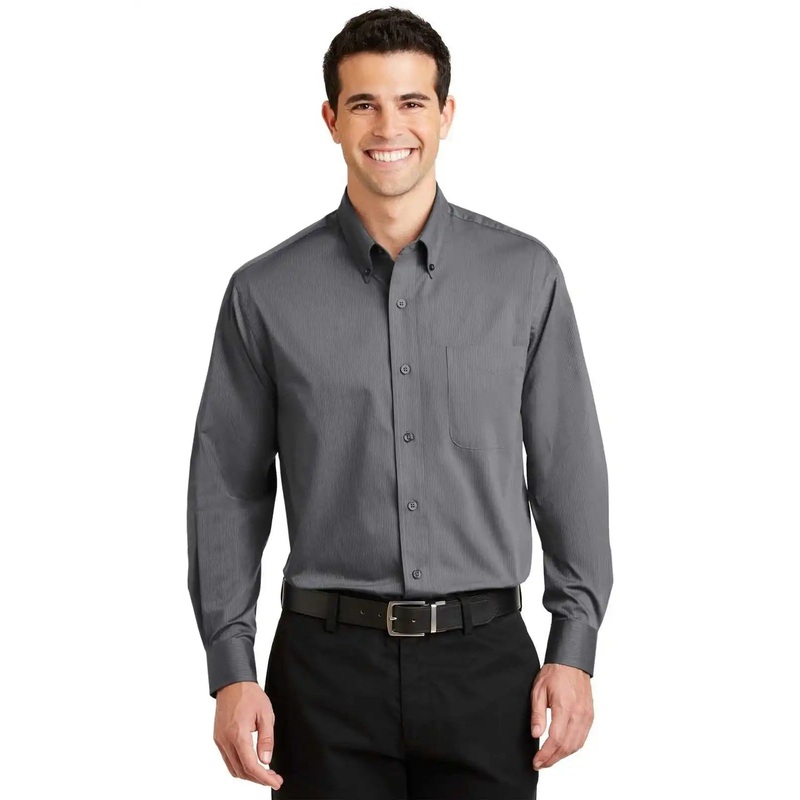 Port Authority S613 Tonal Pattern Easy Care Shirt – Gray