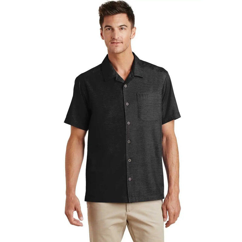 Port Authority S662 Textured Camp Shirt – Black