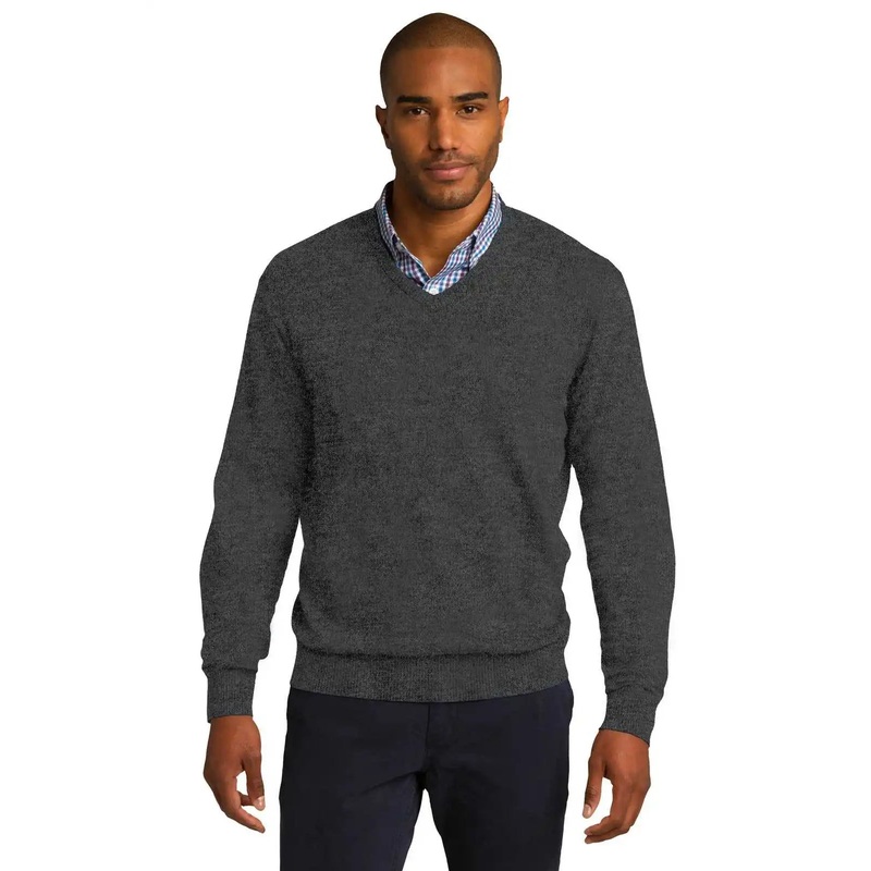 Port Authority SW285 V-Neck Sweater – Charcoal Heather