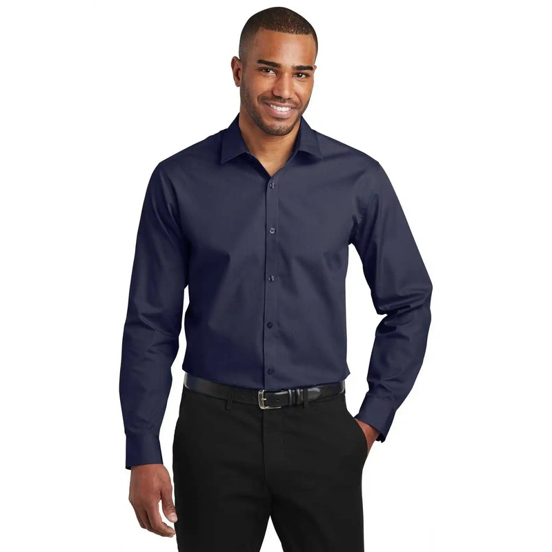Port Authority W103 Slim Fit Carefree Poplin Shirt – River Blue Navy