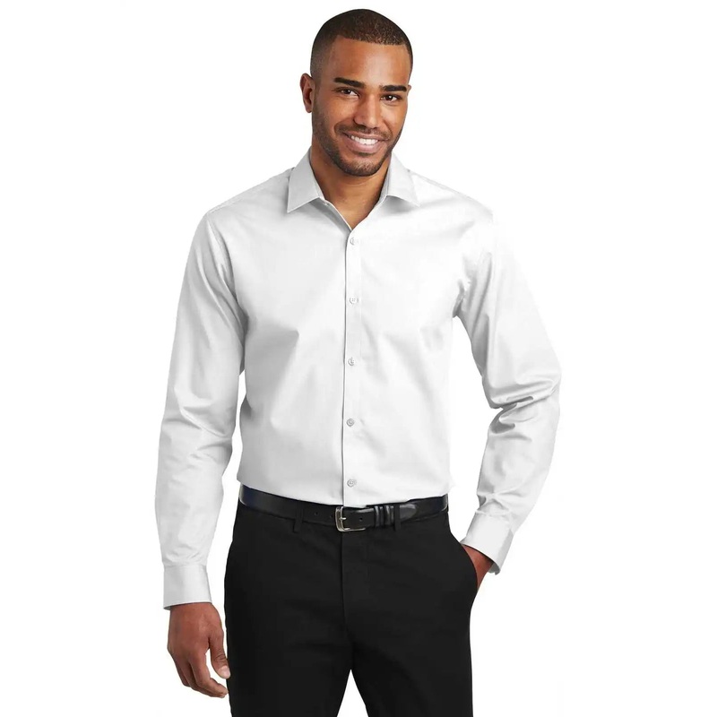 Port Authority W103 Slim Fit Carefree Poplin Shirt – White