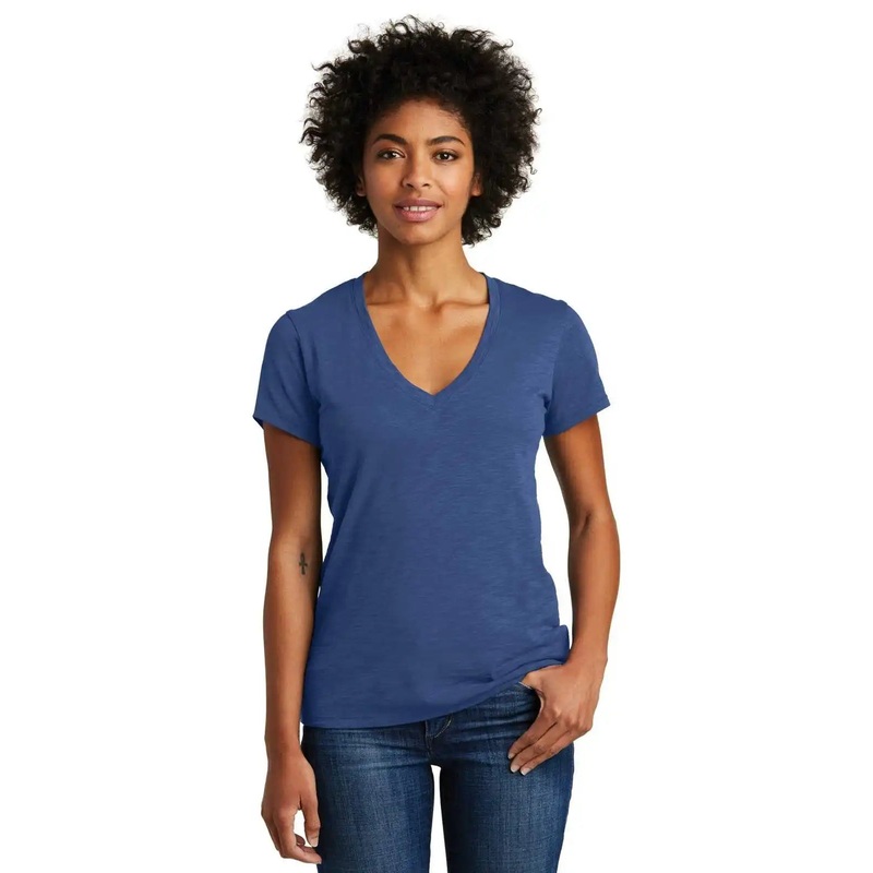 Alternative AA6097 Women’s Weathered Slub So-Low V-Neck Tee – Royal Blue