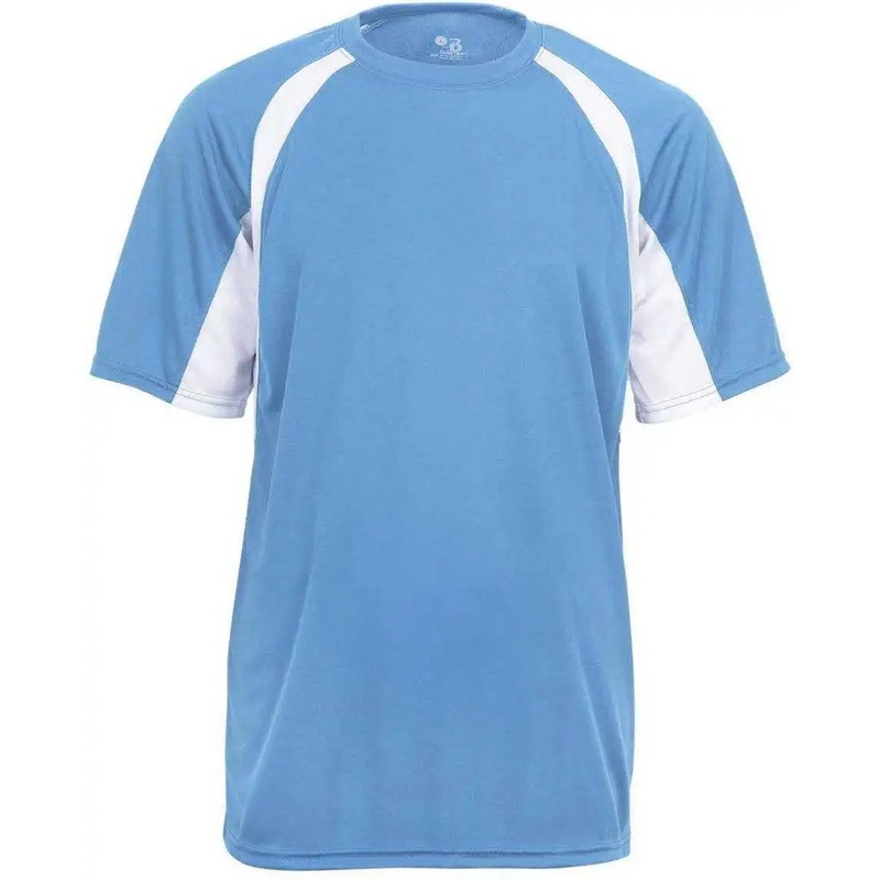 Badger Sport 4144 Adult Hook Tee – Columbia Blue White
