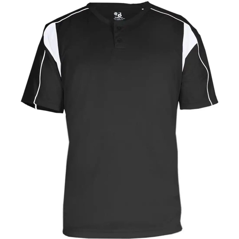 Badger Sport 7937 Adult Pro Placket – Black White