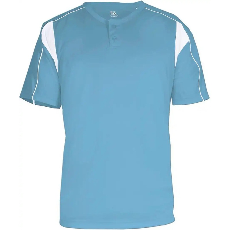 Badger Sport 7937 Adult Pro Placket – Columbia Blue White