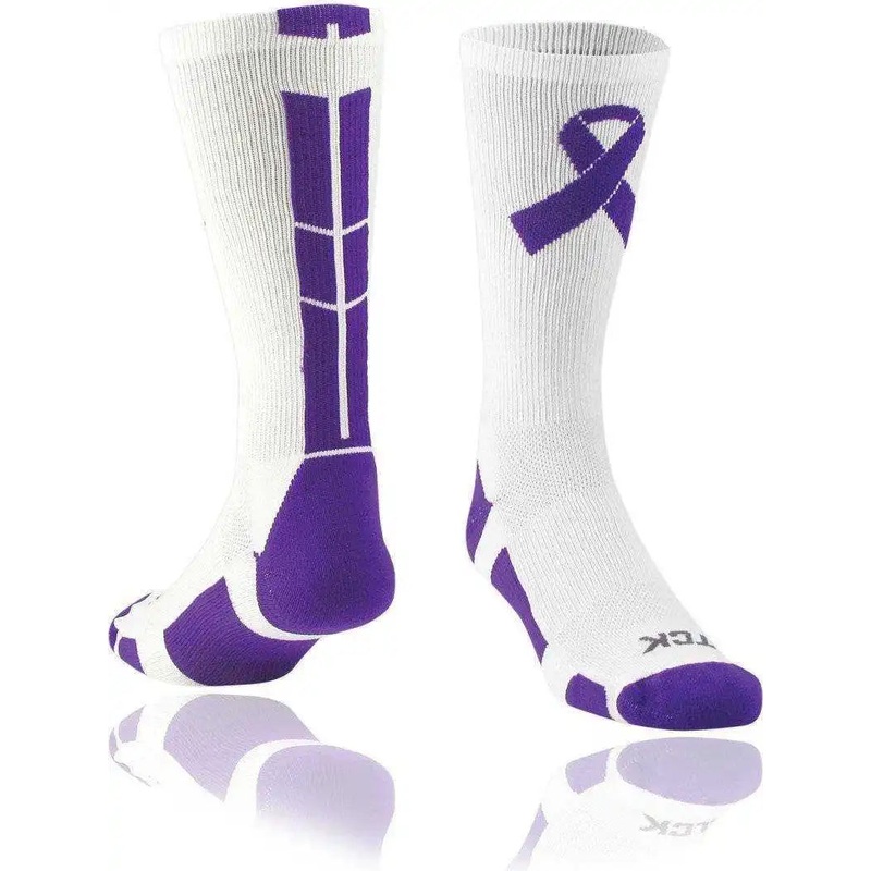 TCK Purple Ribbon Crew Socks – White Purple