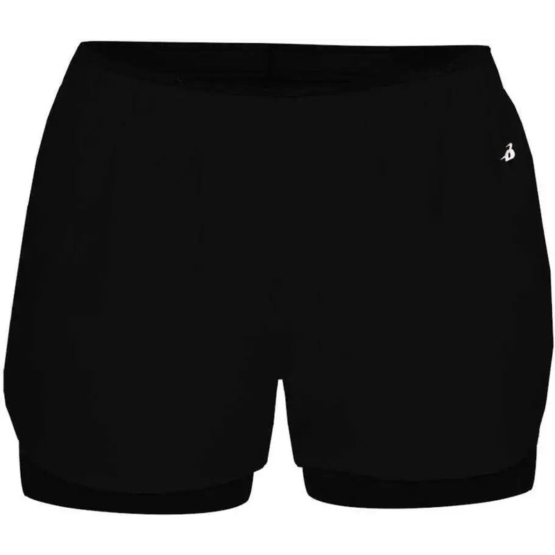 Badger Sport 6150 Double Up Ladies Short – Black Black