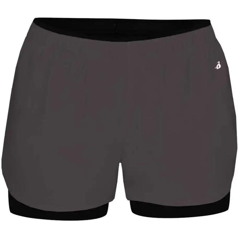 Badger Sport 6150 Double Up Ladies Short – Graphite Black