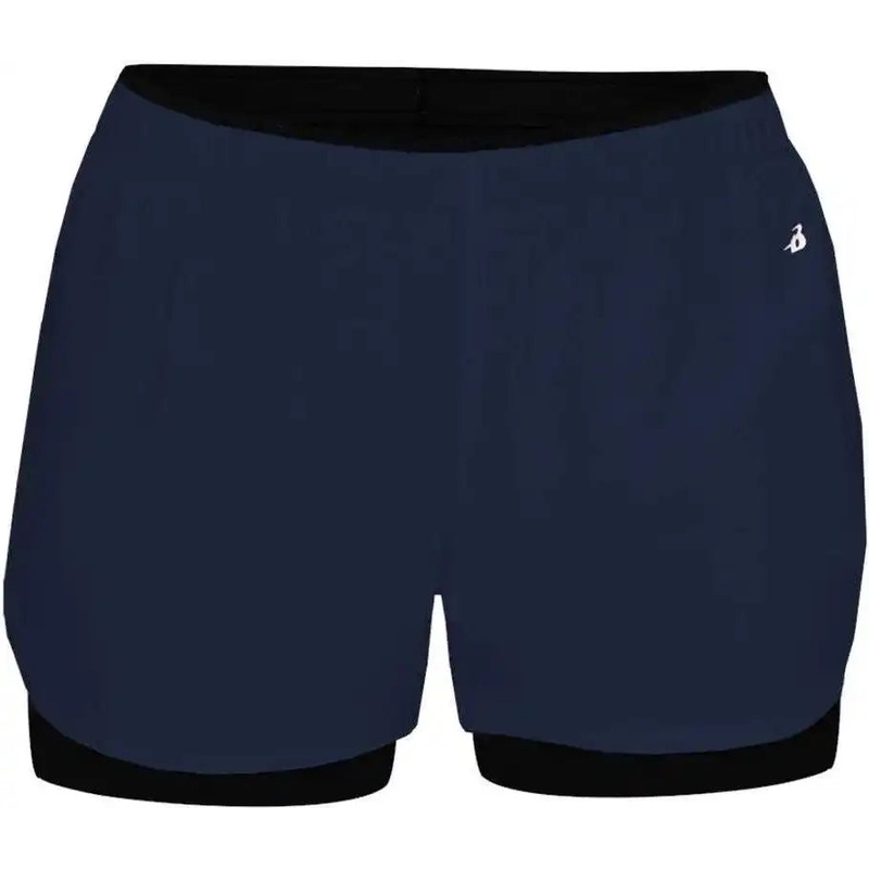 Badger Sport 6150 Double Up Ladies Short – Navy Black