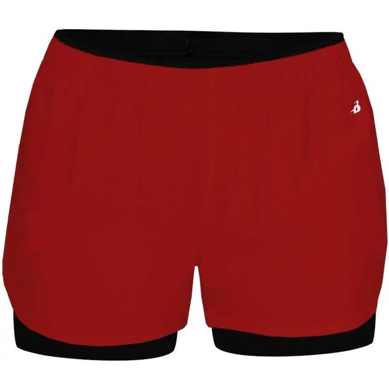 Badger Sport 6150 Double Up Ladies Short – Red Black