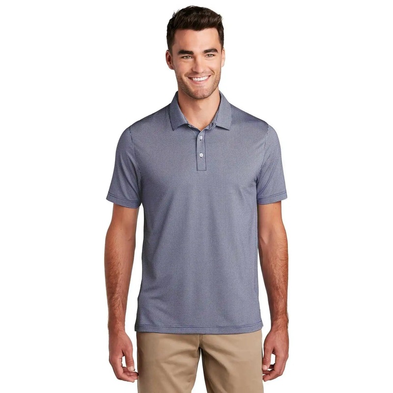 Port Authority K646 Gingham Polo – True Navy White