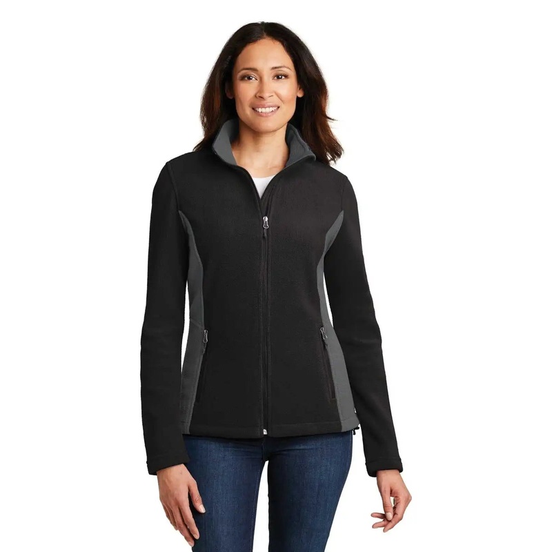 Port Authority L216 Ladies Colorblock Value Fleece Jacket – Black Battleship Gray