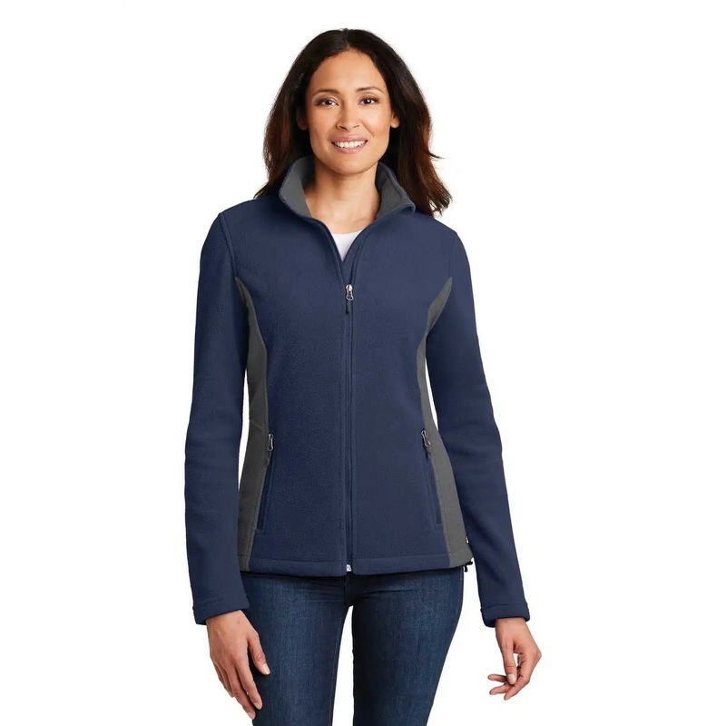 Port Authority L216 Ladies Colorblock Value Fleece Jacket – True Navy Battleship Gray