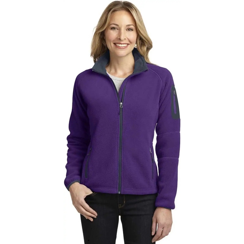 Port Authority L229 Ladies Enhanced Value Fleece Full-Zip Jacket – Bright Purple Battleship Gray