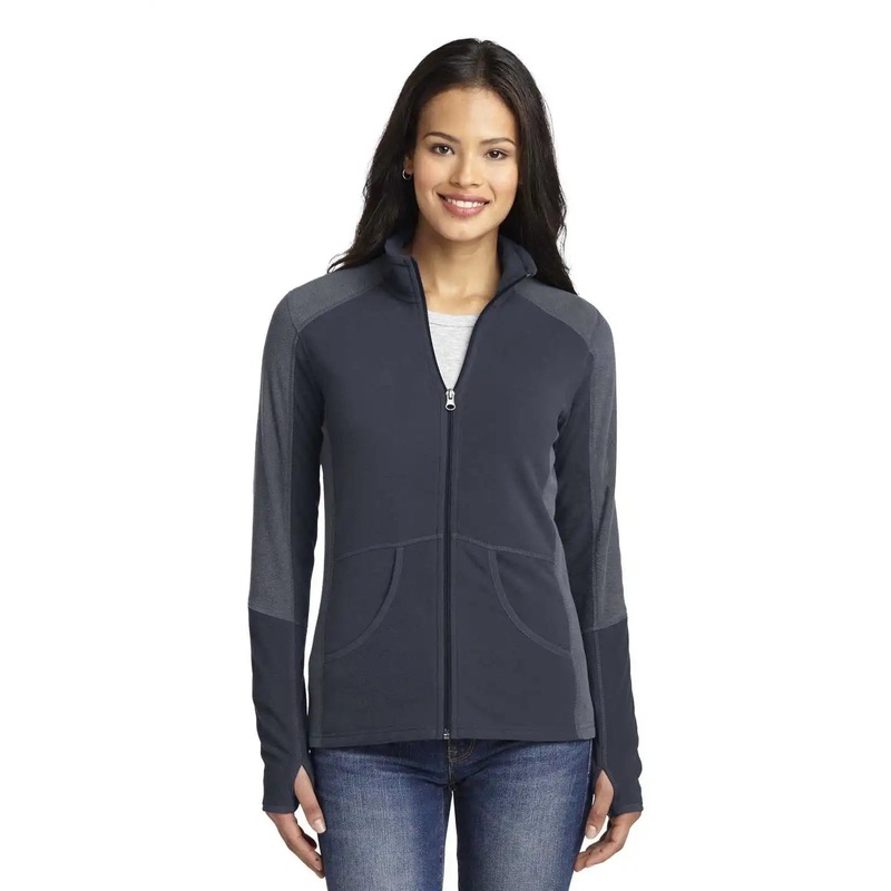 Port Authority L230 Ladies Colorblock Microfleece Jacket – Battleship Gray Pearl Gray