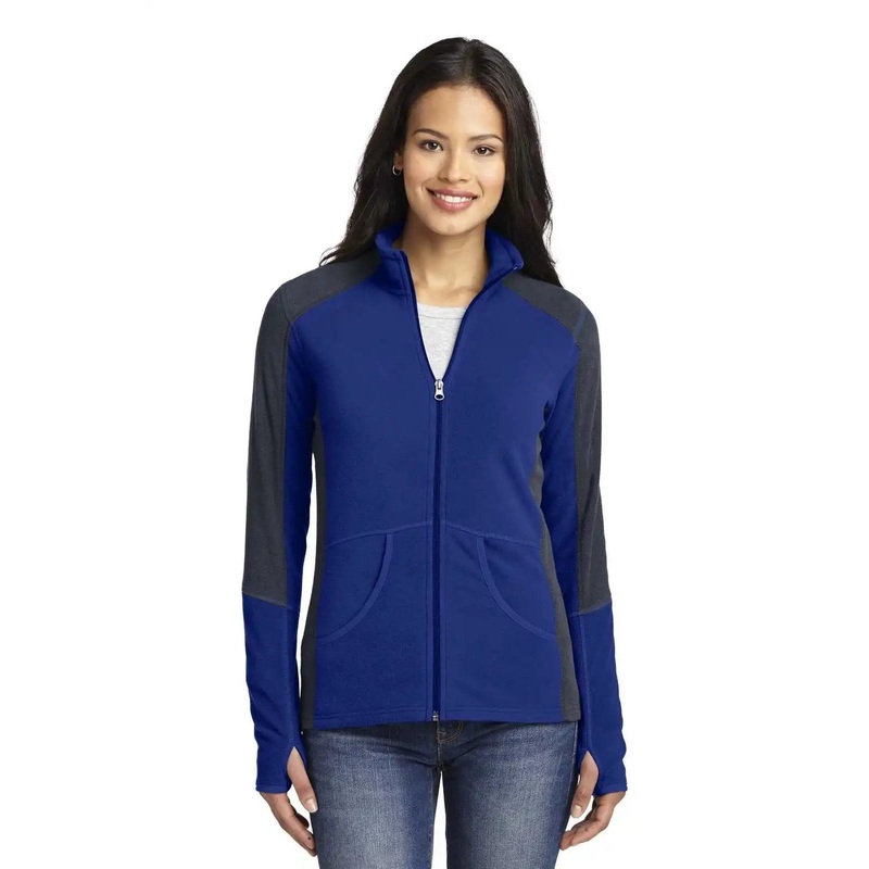 Port Authority L230 Ladies Colorblock Microfleece Jacket – Patriot Blue Battleship Gray