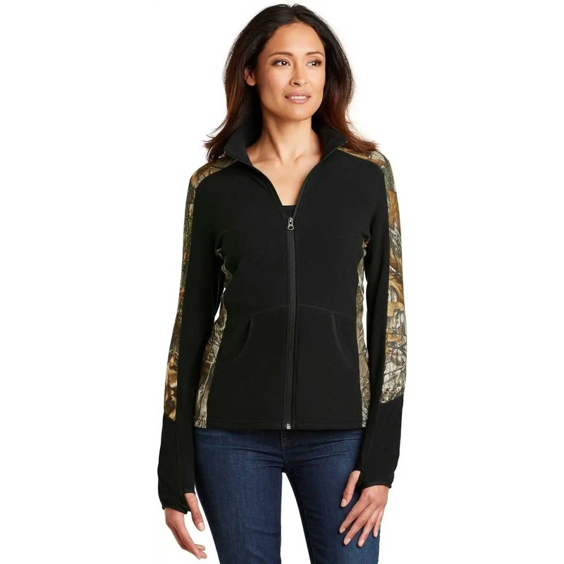 Port Authority L230C Ladies Camouflage Microfleece Full-Zip Jacket – Black Realtree Xtra