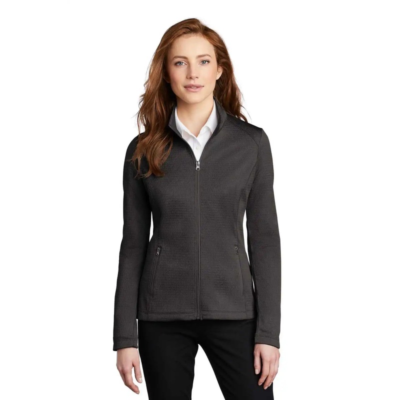 Port Authority L249 Ladies Diamond Heather Fleece Full-Zip Jacket – Dark Charcoal Heather