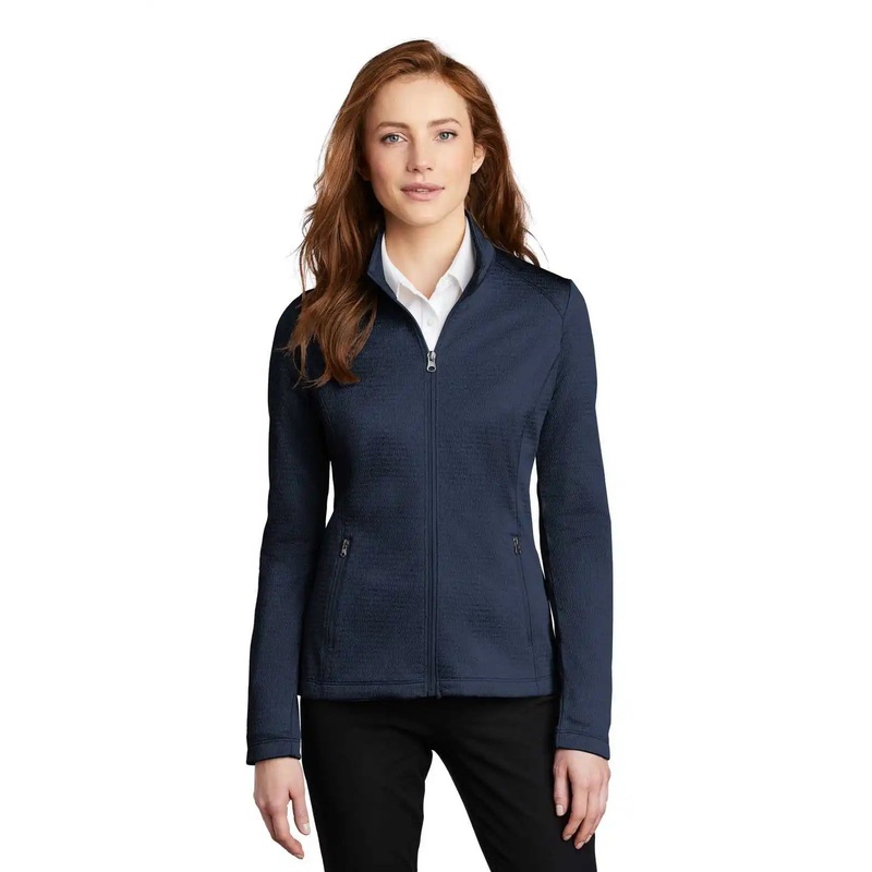 Port Authority L249 Ladies Diamond Heather Fleece Full-Zip Jacket – Dress Blue Navy Heather