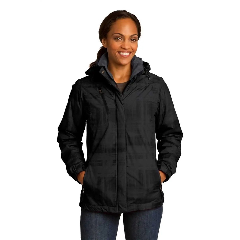 Port Authority L320 Ladies Brushstroke Print Insulated Jacket – Black