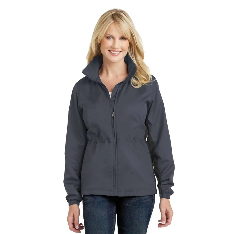 Port Authority L330 Ladies Core Colorblock Wind Jacket – Battleship Gray Black