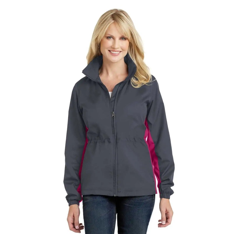 Port Authority L330 Ladies Core Colorblock Wind Jacket – Battleship Gray Dark Rose