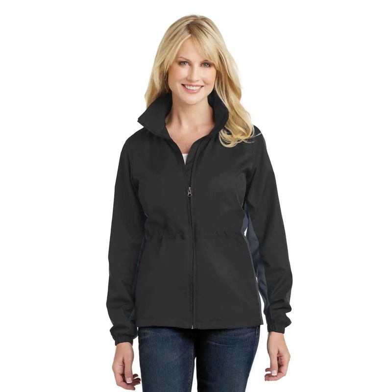 Port Authority L330 Ladies Core Colorblock Wind Jacket – Black Battleship Gray