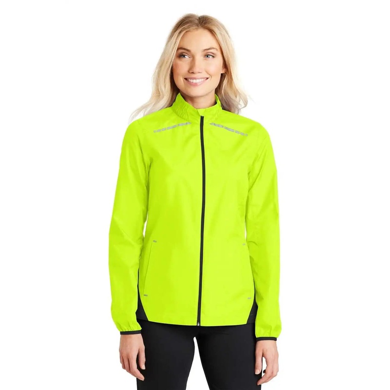 Port Authority L345 Ladies Zephyr Reflective Hit Full-Zip Jacket – Safety Yellow Deep Black