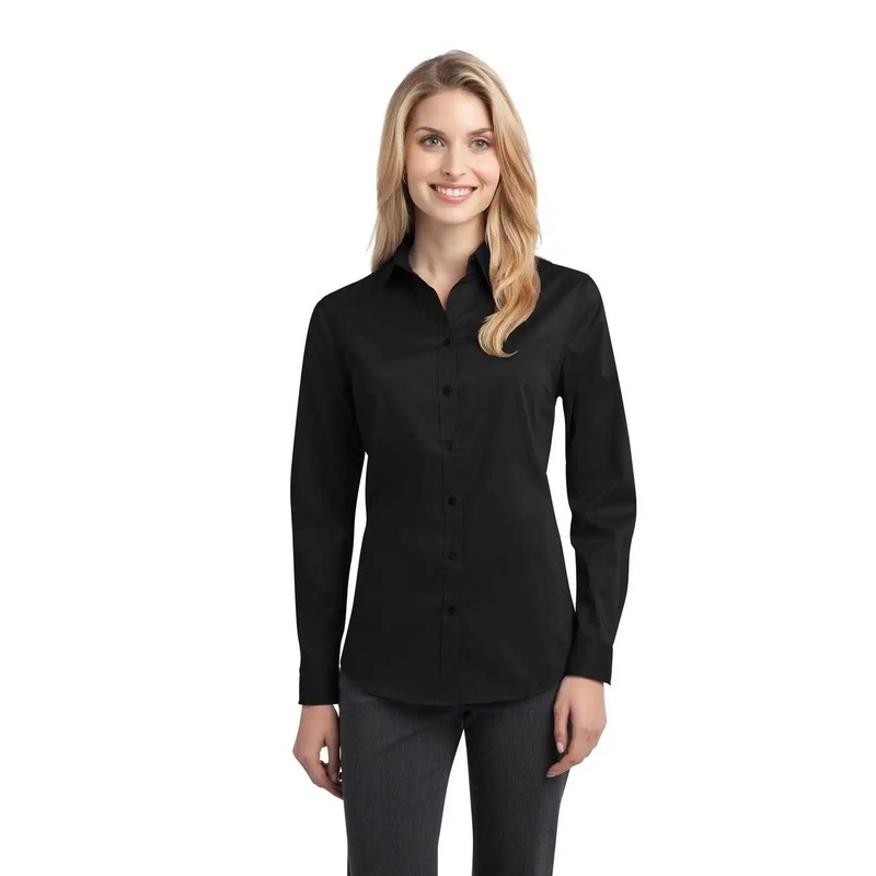 Port Authority L646 Ladies Stretch Poplin Shirt – Black