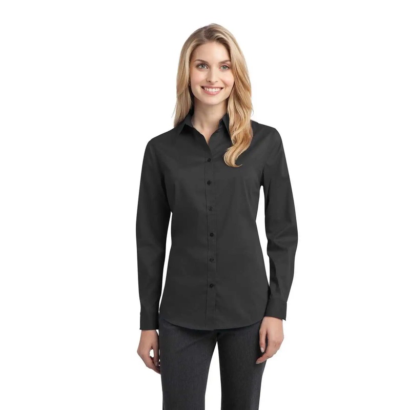 Port Authority L646 Ladies Stretch Poplin Shirt – Gray Smoke